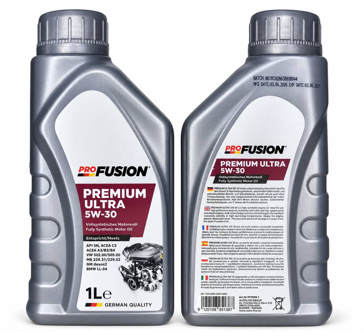 Pro Fusion Premium Ultra 5W-30 Motorenöl – Vollsynthetisch – 1L