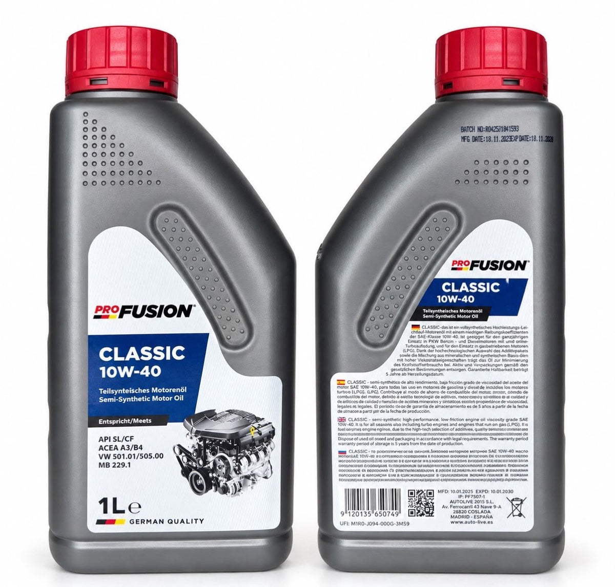 Pro Fusion Classic 10W-40 Motorenöl – Teilsynthetisch – 1L