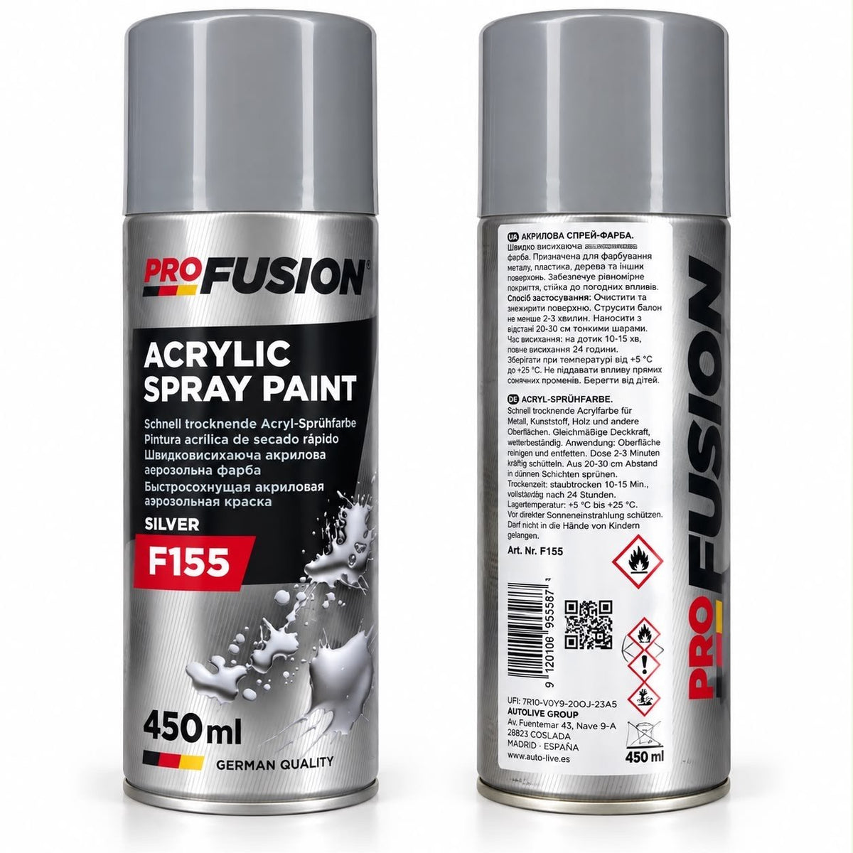 Pro Fusion Acrylic Spray Paint Silver F155 – 450ml